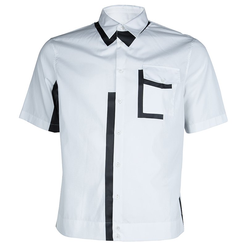 DSquared2 Monochrome Button-down Short Sleeve Cotton Shirt XXL