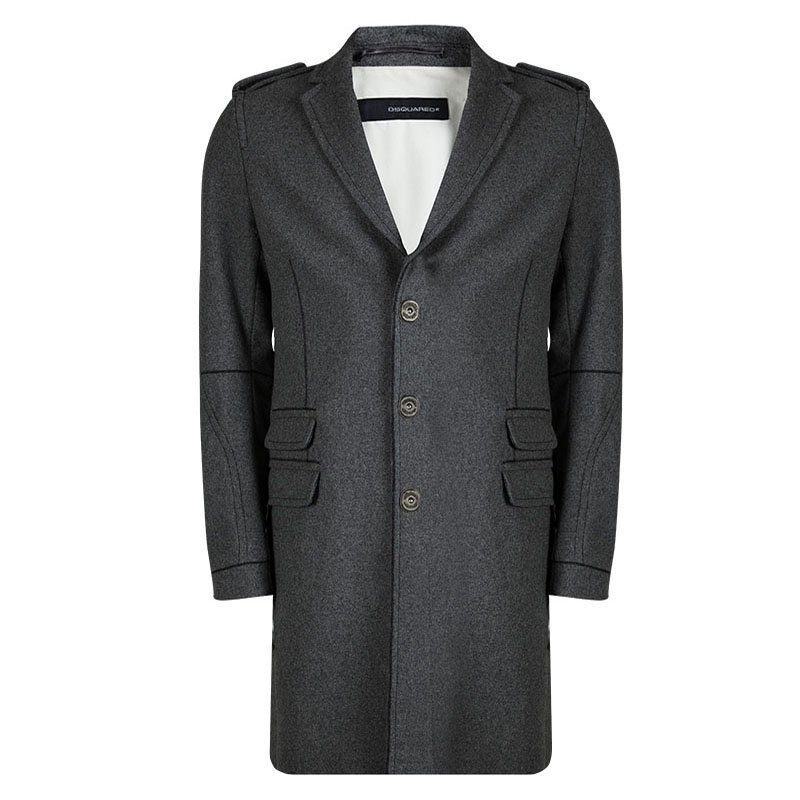 Dsquared2 Grey Wool Overcoat XL