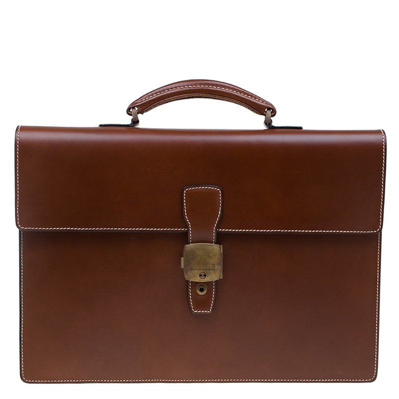 Dunhill Tan Leather Vintage Document Briefcase Dunhill | The Luxury Closet