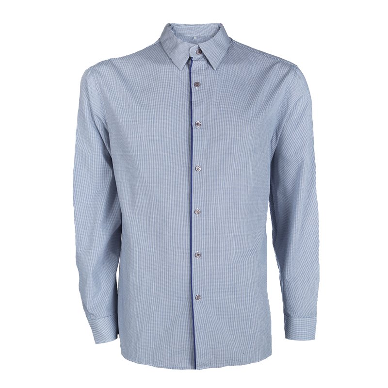 Elie Tahari Blue Checkered Long Sleeve Button Front Shirt L Elie Tahari ...