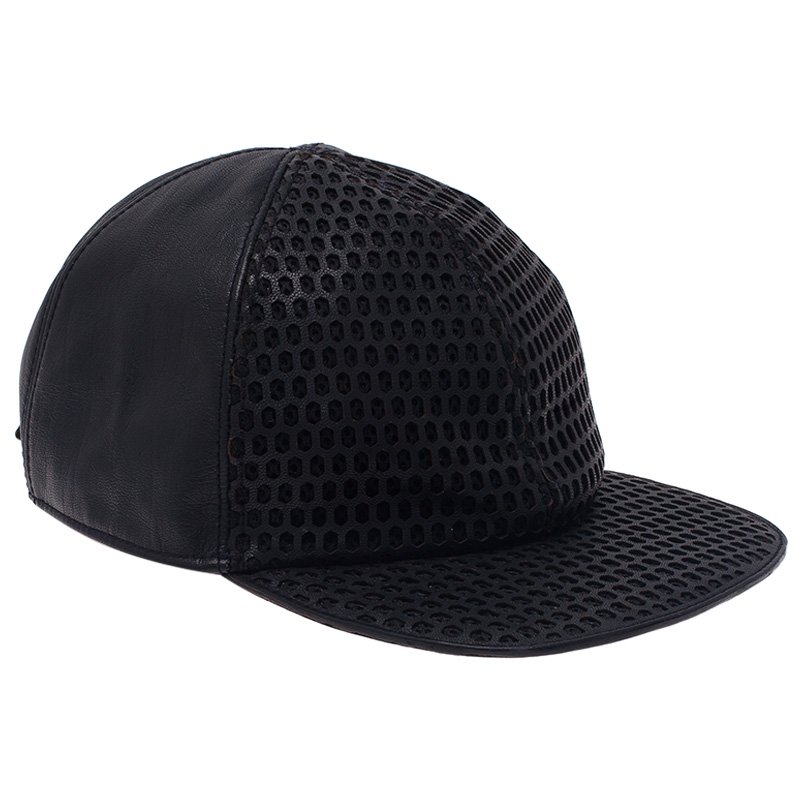 قبعة بيسبول أمبوريو أرماني جلد أسود مقاس M