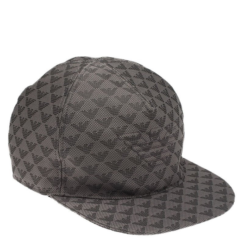 مملوكة مسبقًا Emporio Armani Grey Monogram Baseball Cap Size L