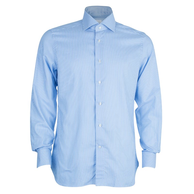 Ermenegildo Zegna Blue Striped Shirt L
