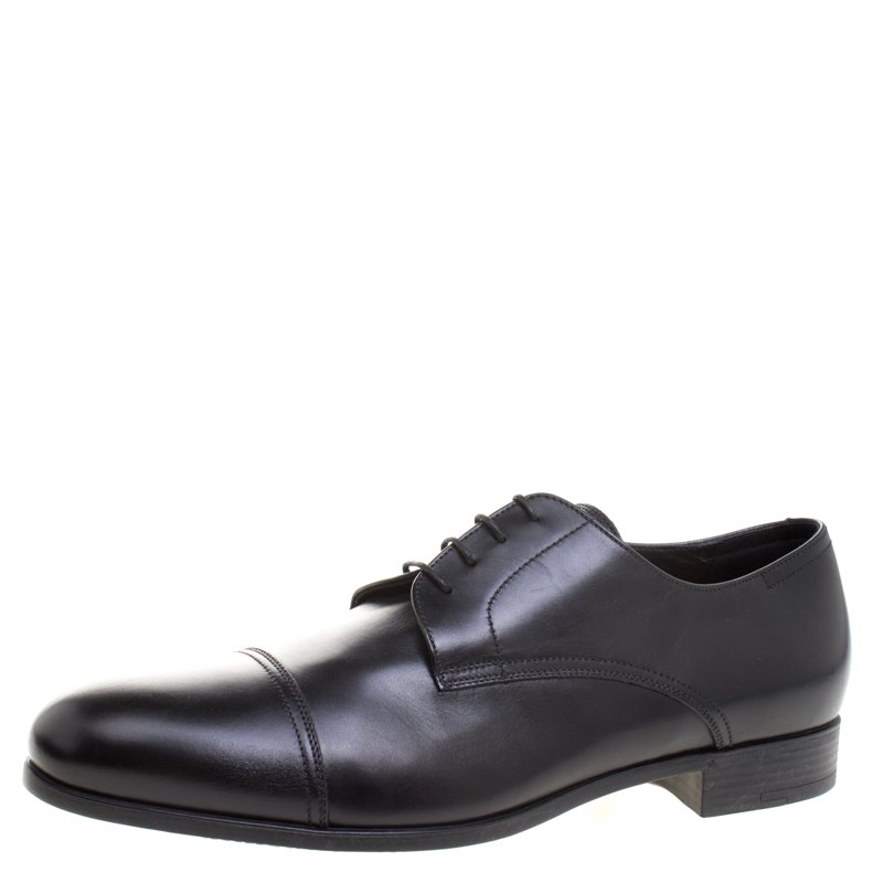 مملوكة مسبقًا حذاء ديربي ايرمنيجيلدو زينيا جلد أسود برباط مقاس 45