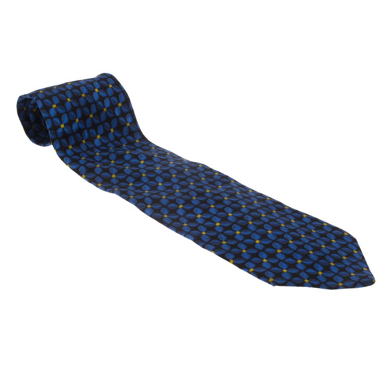 Pre Owned ربطة عنق ايرمنيجيلدو زينيا حرير أزرق مطبوع مورد
