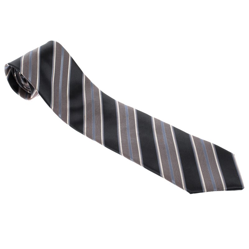 ربطة عنق ايرمنيجيلدو زينيا تريداشنل حرير مجدول مخطط متعدد الألوان