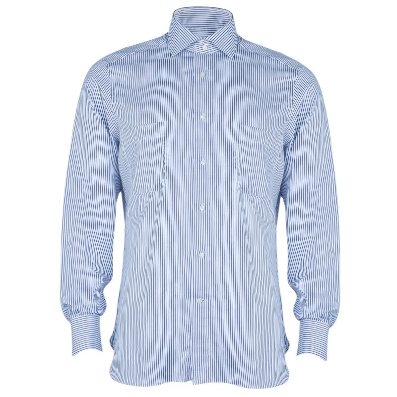 Pre Owned Ermenegildo Zegna Monochrome Pinstripe Formal Shirt M
