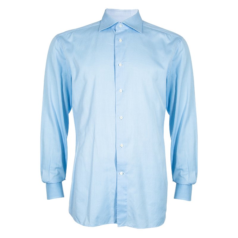 Pre Owned قميص ايرمنيجيلدو زينيا أزرق فاتح رجالي L