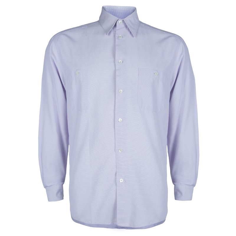 Pre Owned Ermenegildo Zegna Purple Striped Shirt M