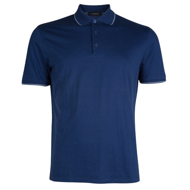 Pre Owned Ermenegildo Zegna Blue Jersey Polo T-Shirt M