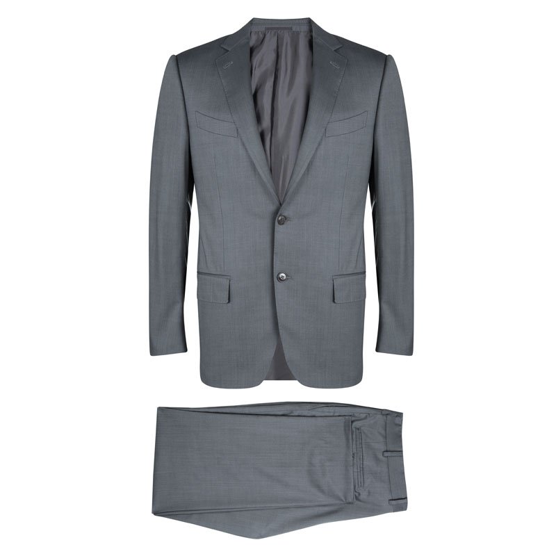 Ermenegildo Zegna Grey Wool High Performance Regular Fit Pant Suit L