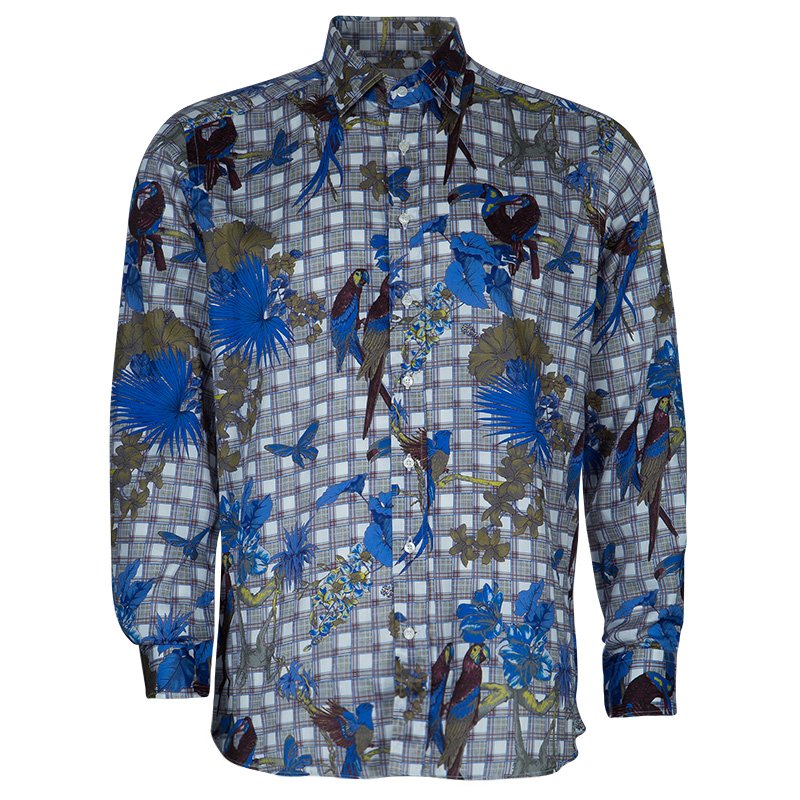 Pre Owned Etro Men's Multicolor Print Shirt L