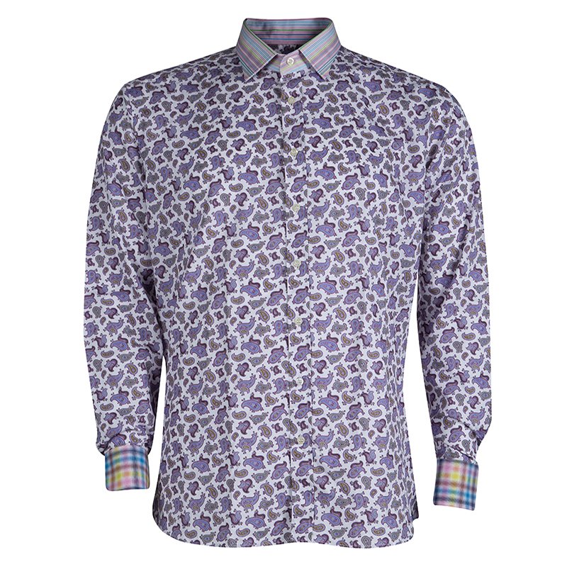 Etro Paisley Printed Long Sleeve Buttondown Cotton Shirt XL