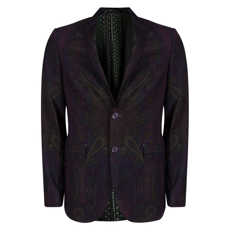 Pre Owned Etro Multicolor Paisley Printed Wool Blazer M