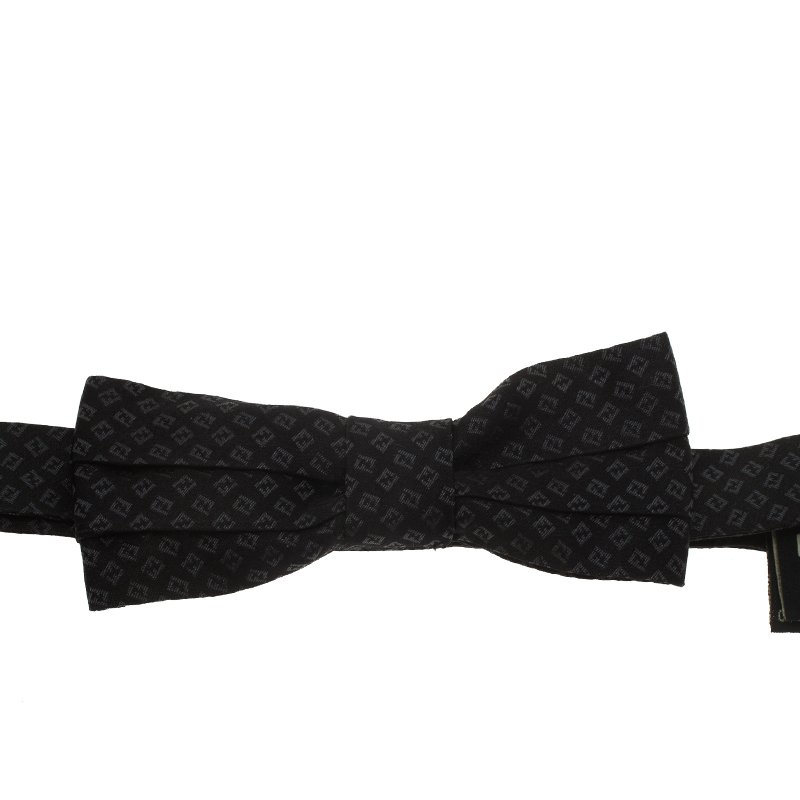 Fendi Black Silk Zucchino Bow Tie