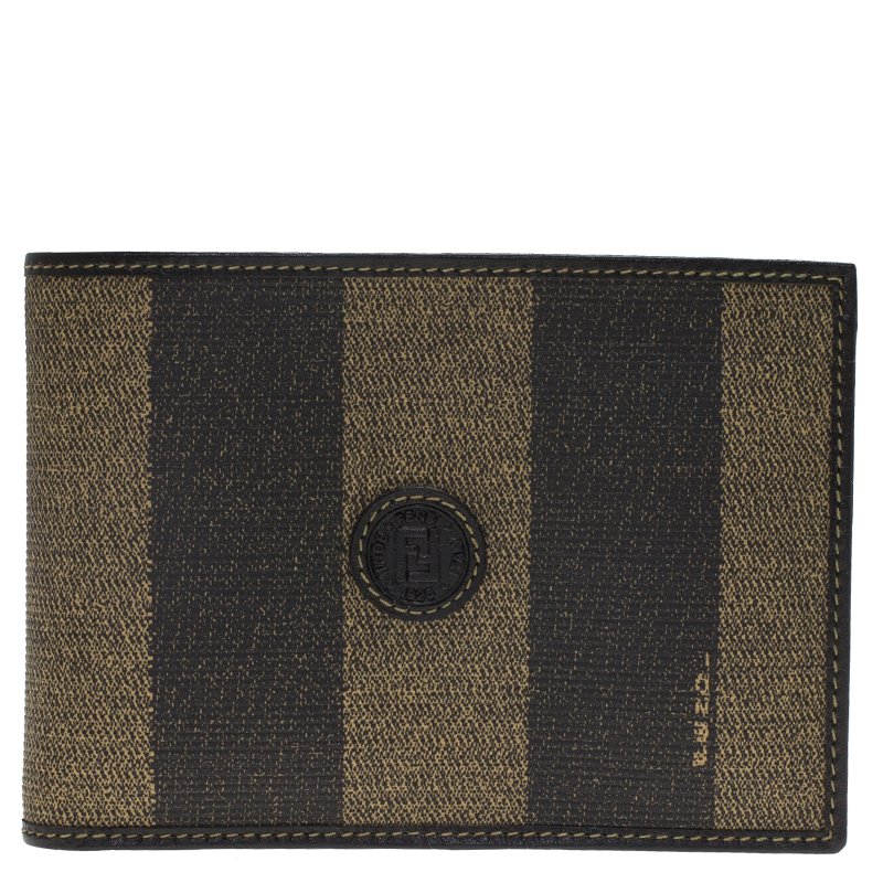 Fendi Tobacco Coated Canvas Pequin Bifold Wallet