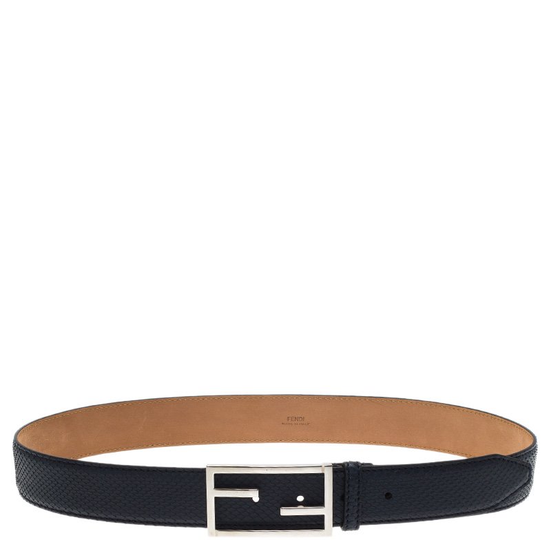 Fendi Blue Python Logo Buckle Belt 90CM