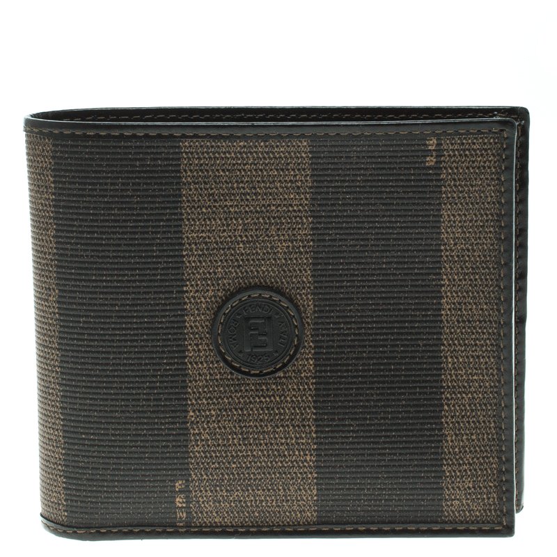 Fendi Tobacco Pequin Coated Canvas Bifold Wallet
