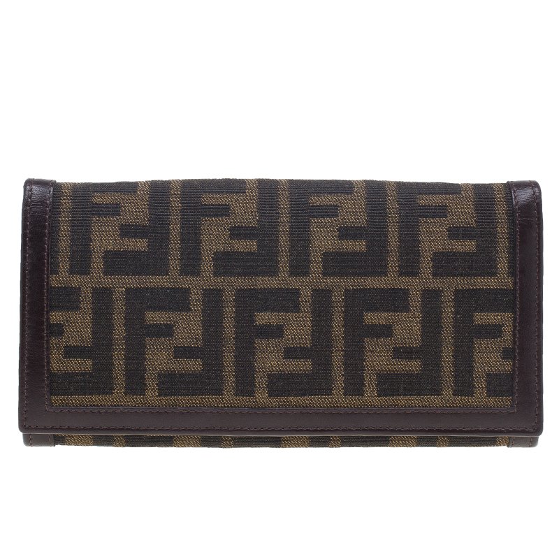 Pre Owned Fendi Zucca Canvas Continental Wallet