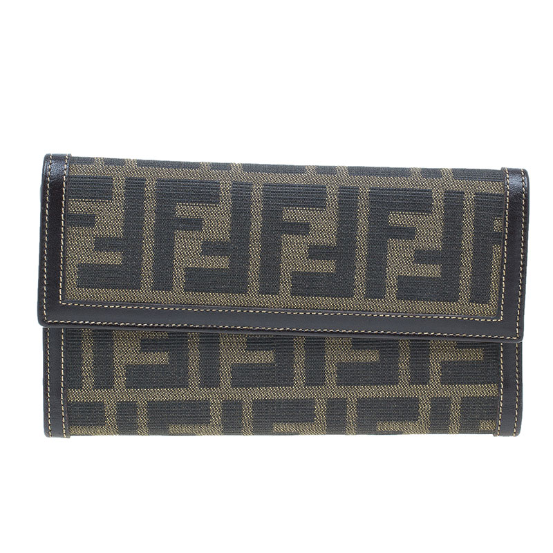 Pre Owned Fendi Zucca Canvas Continental Wallet