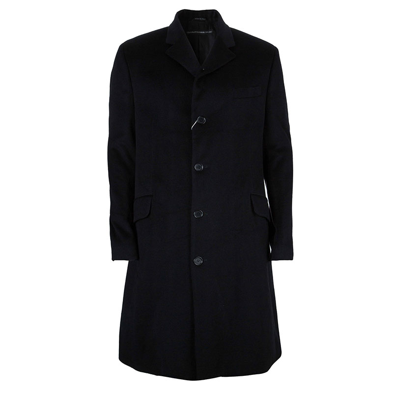 Gianfranco Ferre Men's Black Cashmere Long Coat XXL