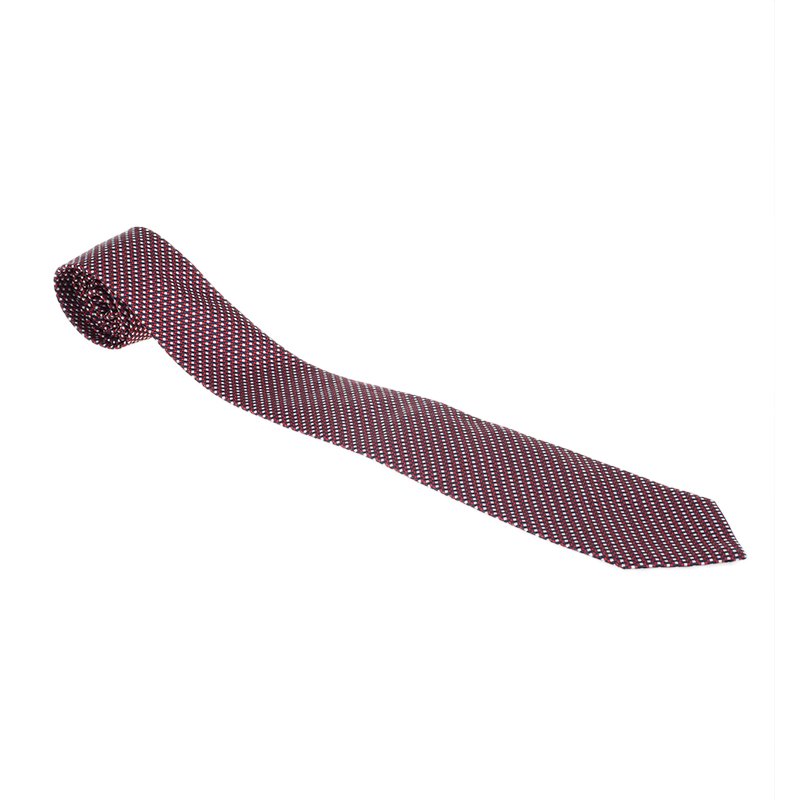 Pre Owned Giorgio Armani Red Woven Silk Tie 
