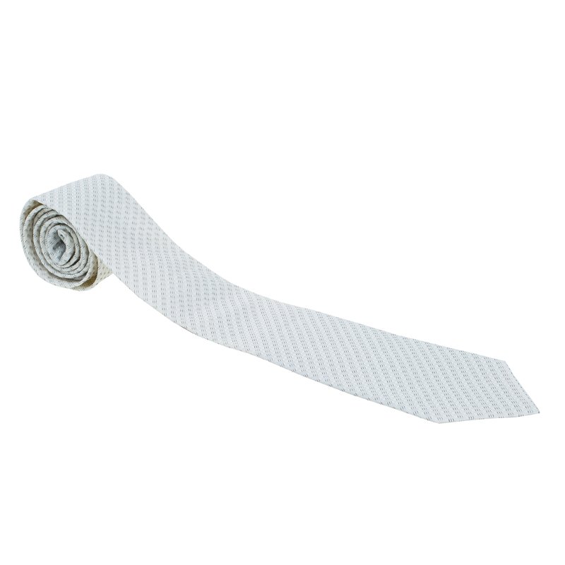 Pre Owned Giorgio Armani White Woven Silk Tie