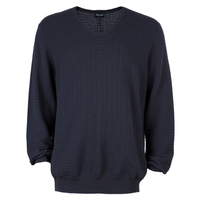 Pre Owned Giorgio Armani Men's Charcoal Knit Sweater XXL