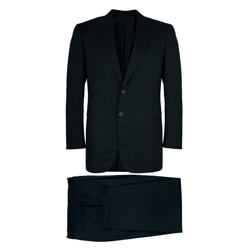 Giorgio Armani Men's Charcoal Grey Pinstripe Suit XL