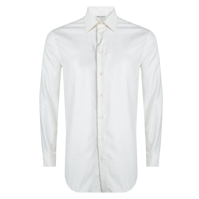 Giorgio Armani Cream Long Sleeve Button Front Shirt L