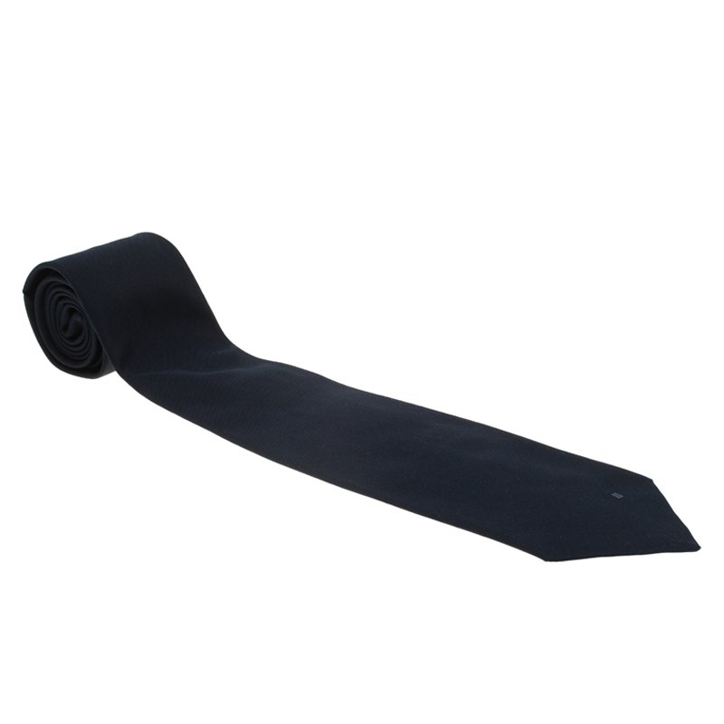 Givenchy Navy Blue Silk Logo Tie