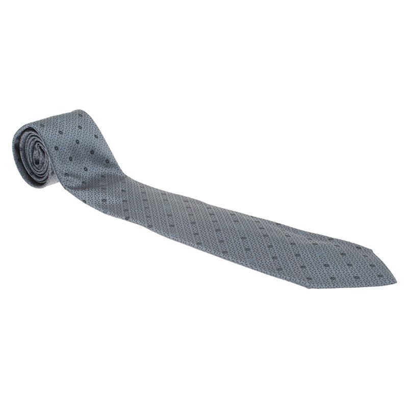 Givenchy Grey Silk Dotted Tie
