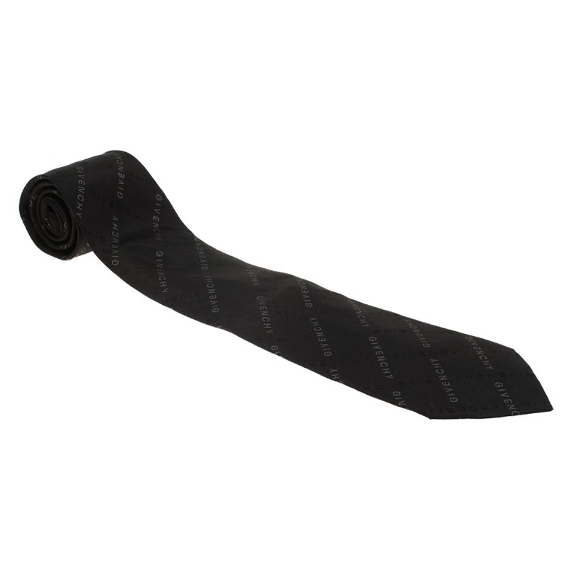 Givenchy Black Logo Silk Tie