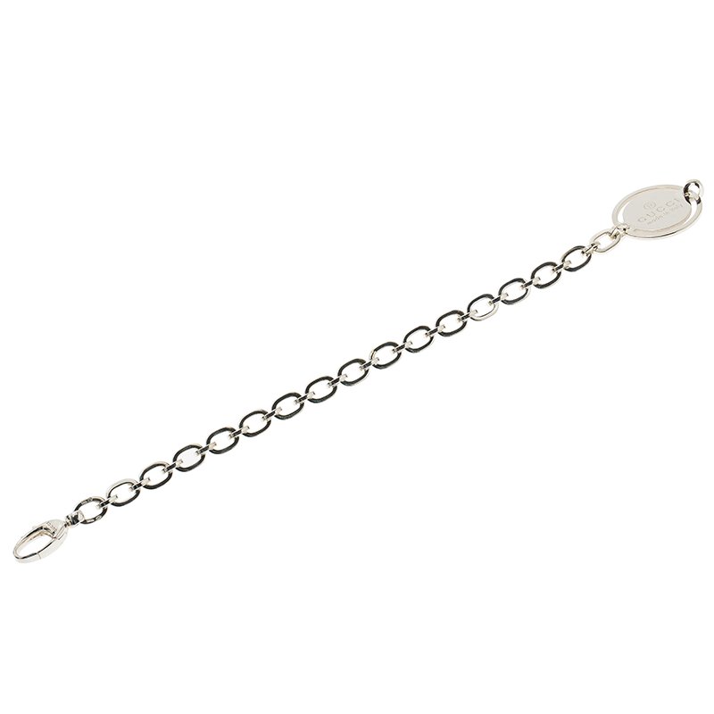 Gucci Trademark Round Tag Silver Bracelet