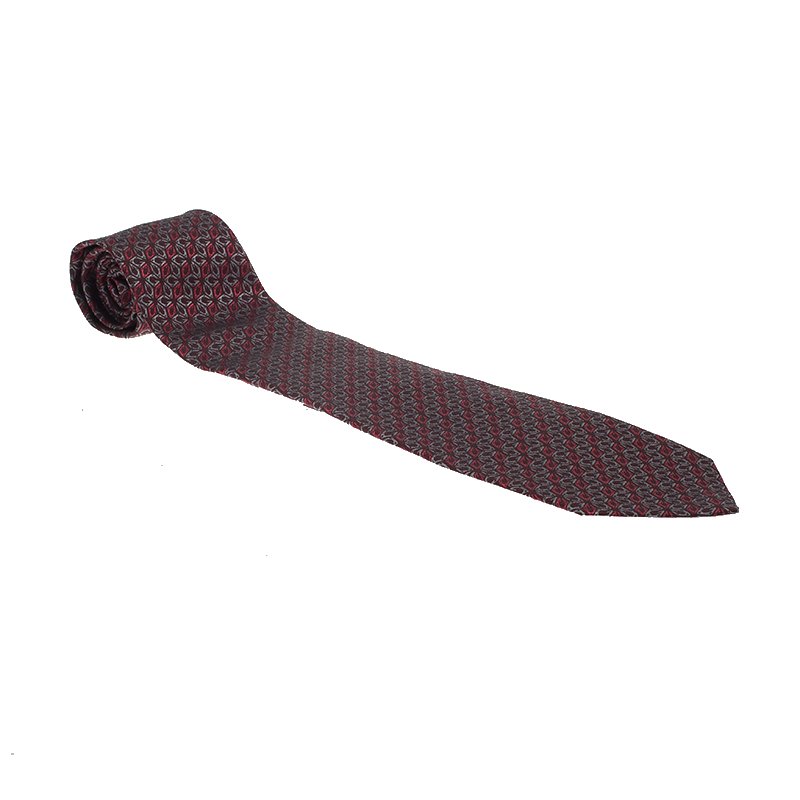 Pre Owned ربطة عنق غوتشي حرير مغزول مونوغرامي G موردة ثلاثية اللون