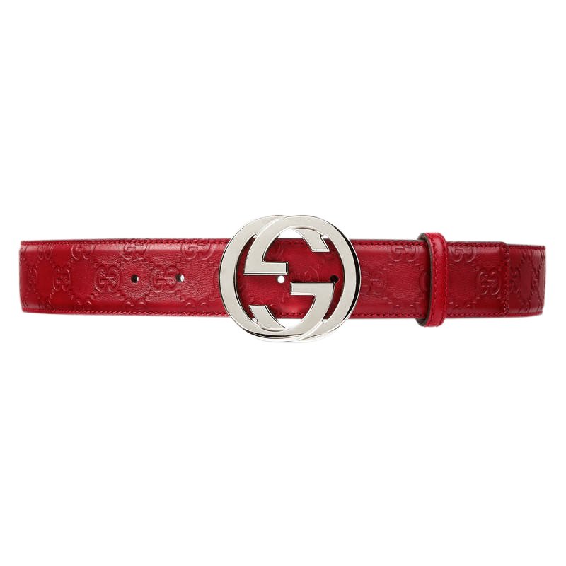 red gucci leather belt