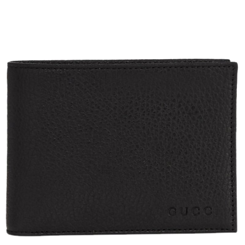 Gucci Black Pebbled Leather Bi-Fold Wallet