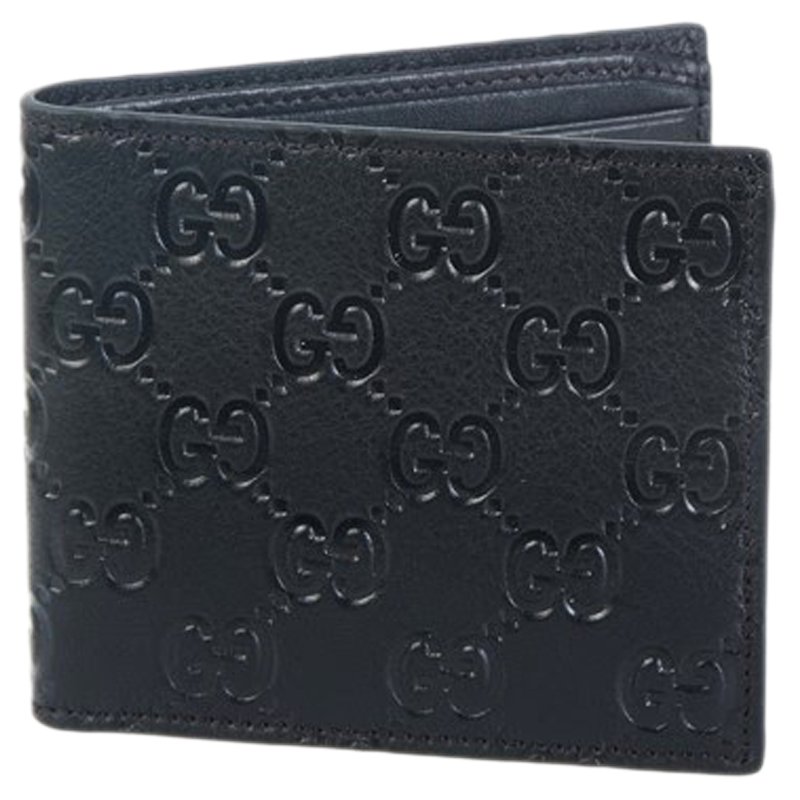 Gucci Black Guccissima Leather Bi-Fold Wallet