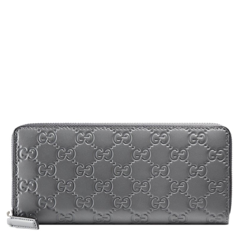 Gucci Grey Guccissima Leather Zip Around Wallet Gucci | The Luxury Closet