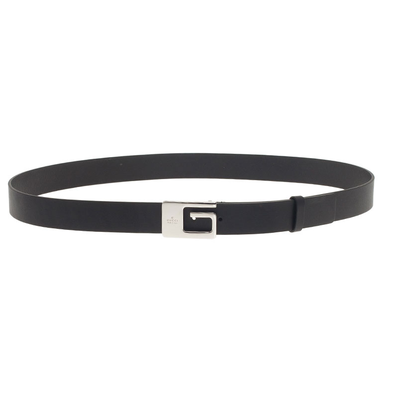 مملوكة مسبقًا Gucci Black Leather G Buckle Belt 100CM