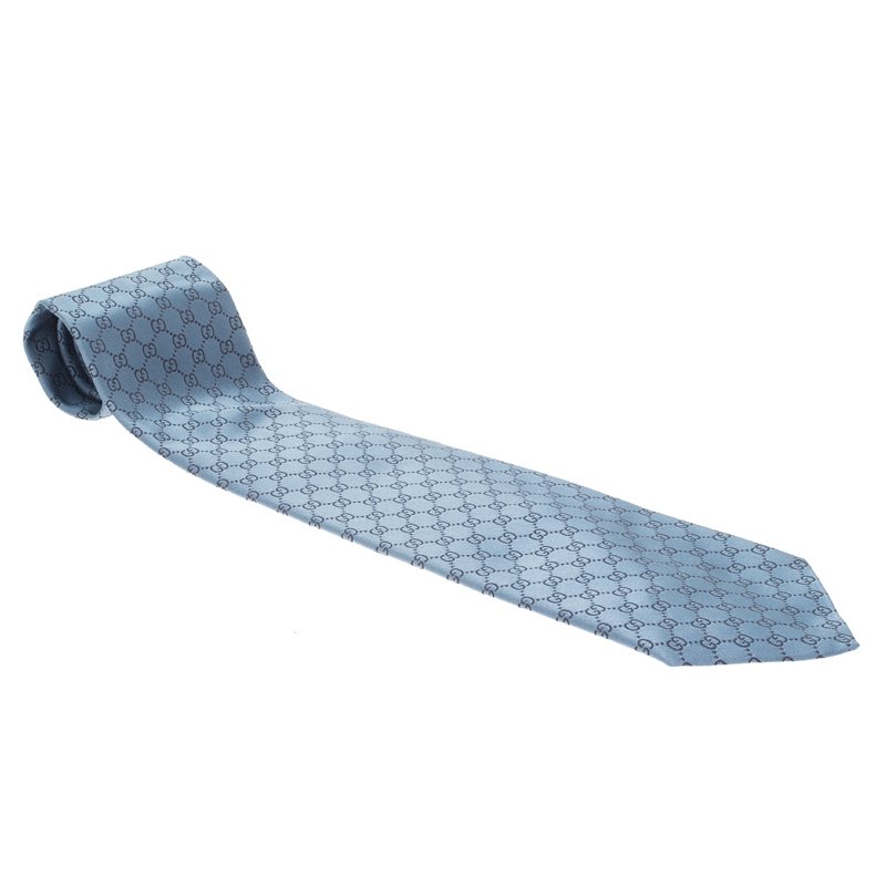 Gucci Blue Guccissima Silk Tie