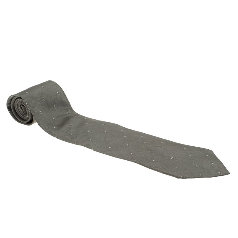 Pre Owned ربطة عنق غوتشي حرير رصاصي