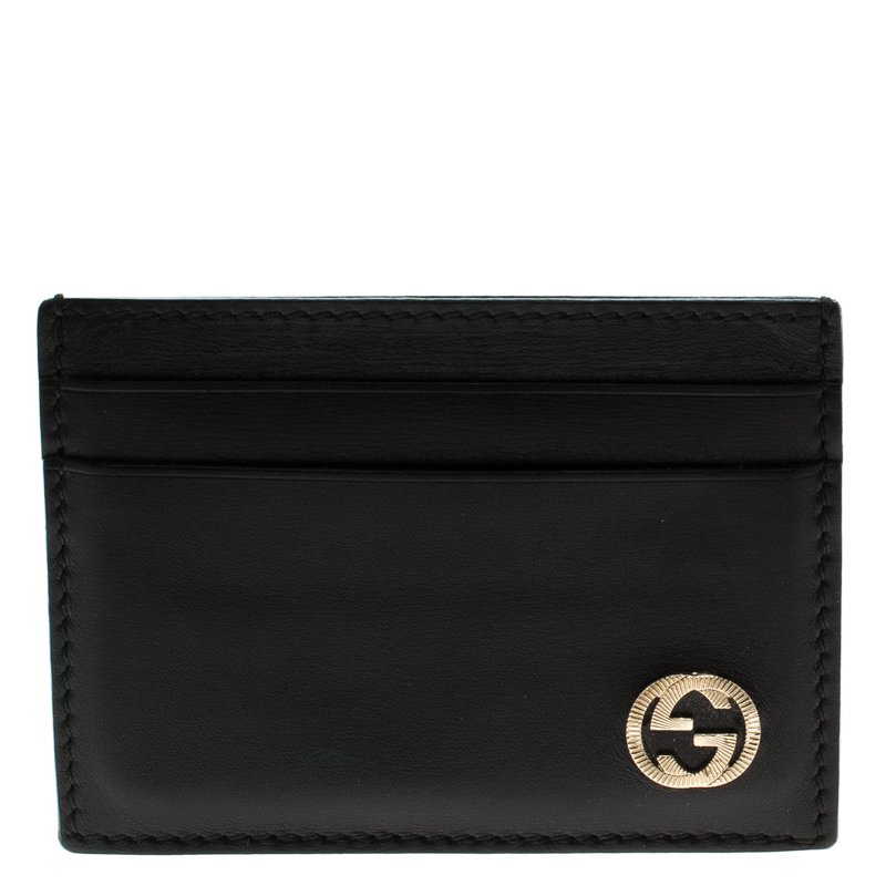 Gucci Black Leather GG Logo Card Holder
