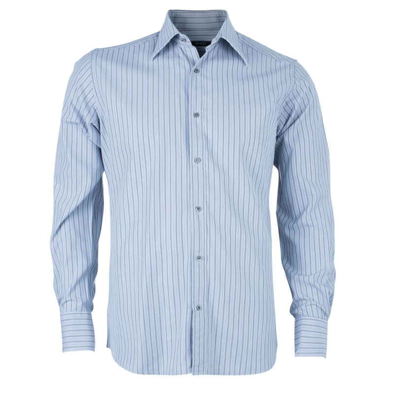 Gucci Men's Grey Striped Shirt S