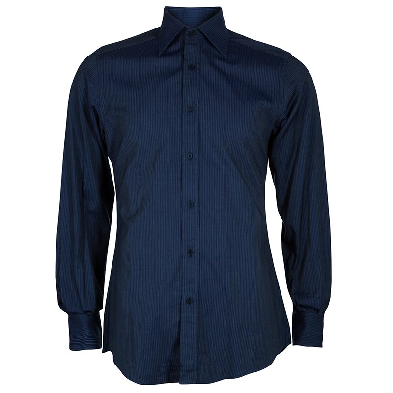 Gucci Men's Blue Pinstripe Shirt M