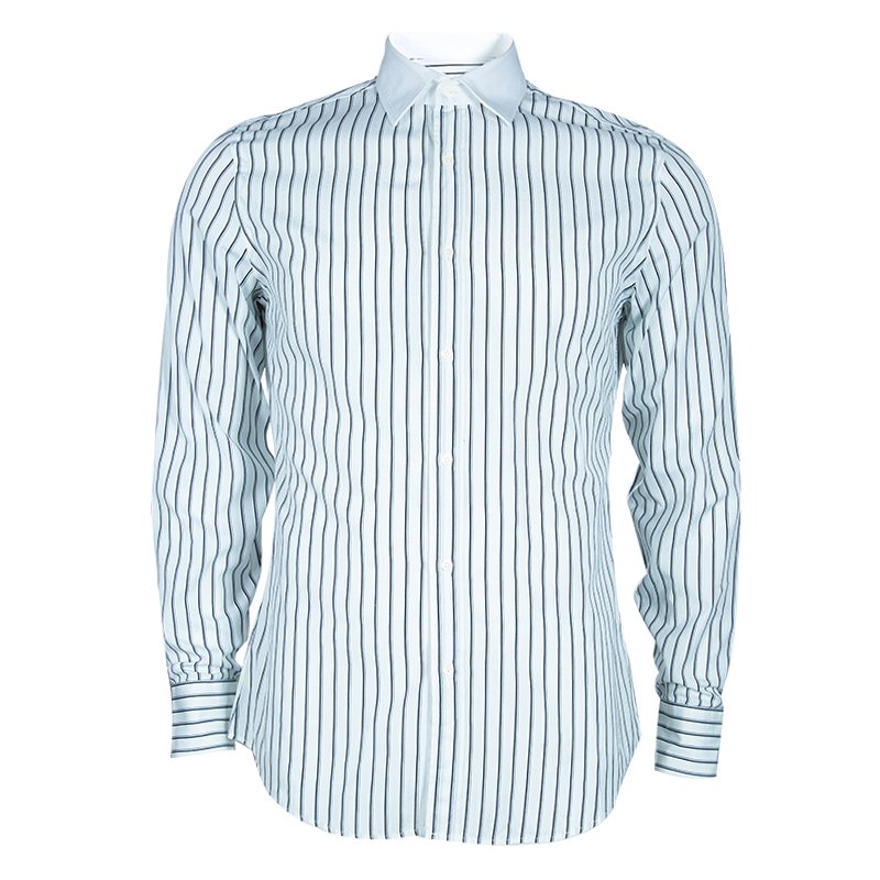 Gucci Men's White Striped Cotton Shirt M