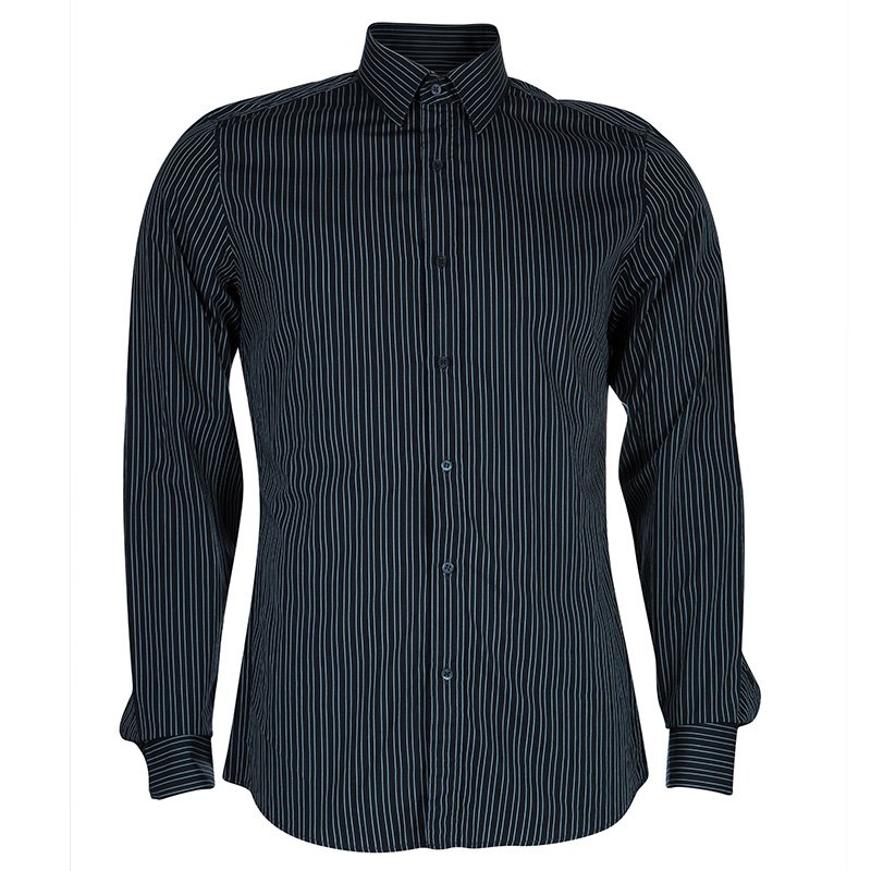 Gucci Men's Black Striped Slim Fit Shirt M
