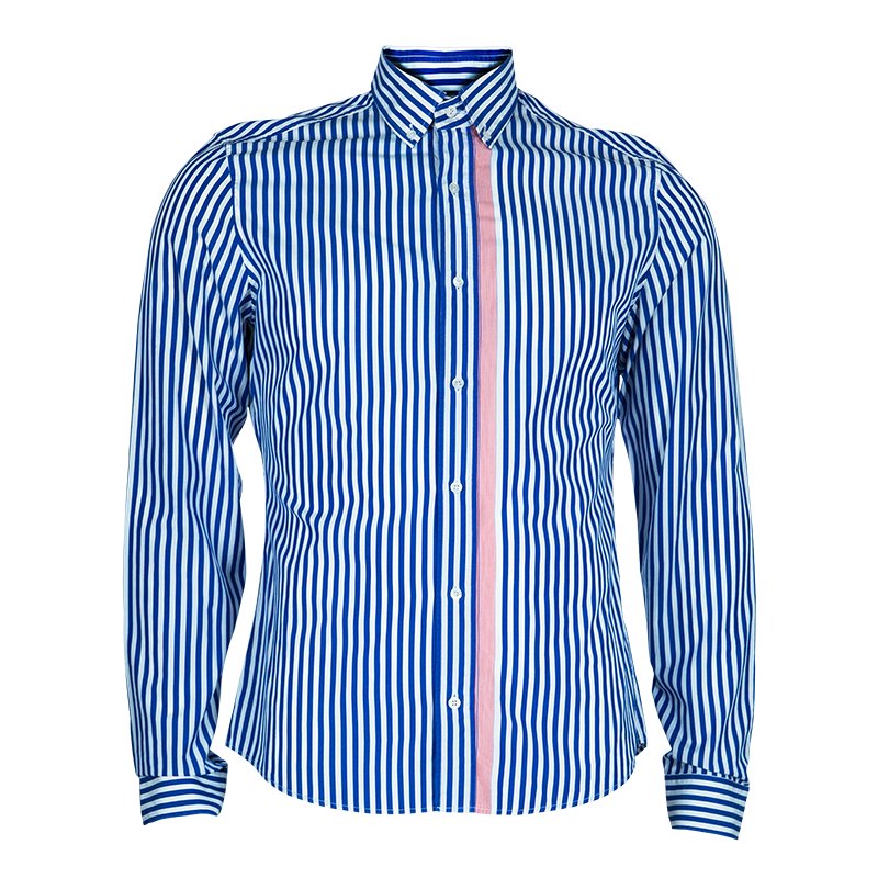 Gucci Men's Blue Striped Shirt M