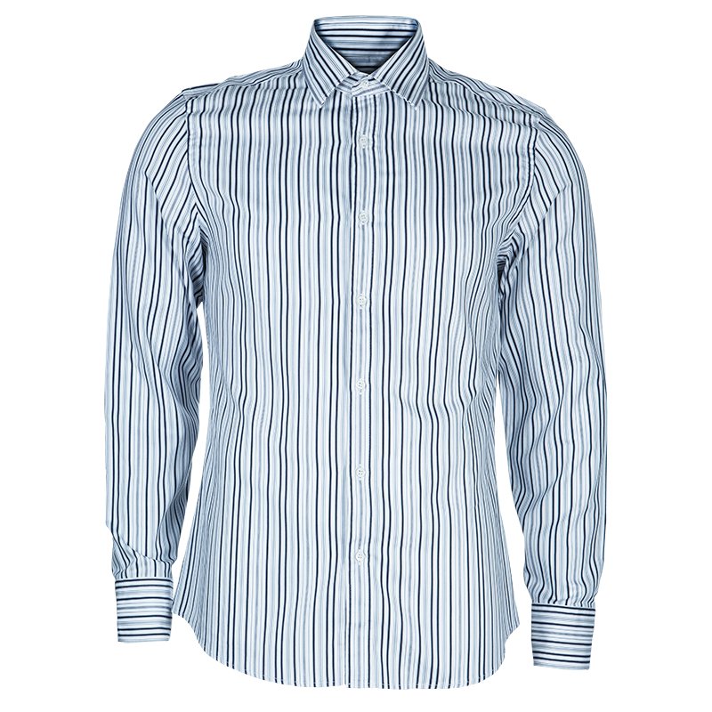 Gucci Men's  Navy Striped Shirt M