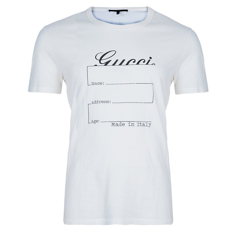 Gucci White Logo Print T-Shirt M